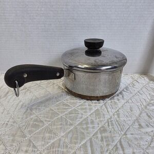 1801 Revere Ware 1 Qt Saucepan Pot Copper Bottom Stainless Clinton USA